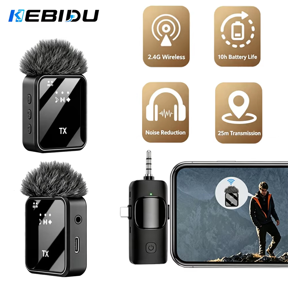Wireless Lavalier Microphone Dual Receiver - KEBIDU Wireless Lavalier Microphone 3 in