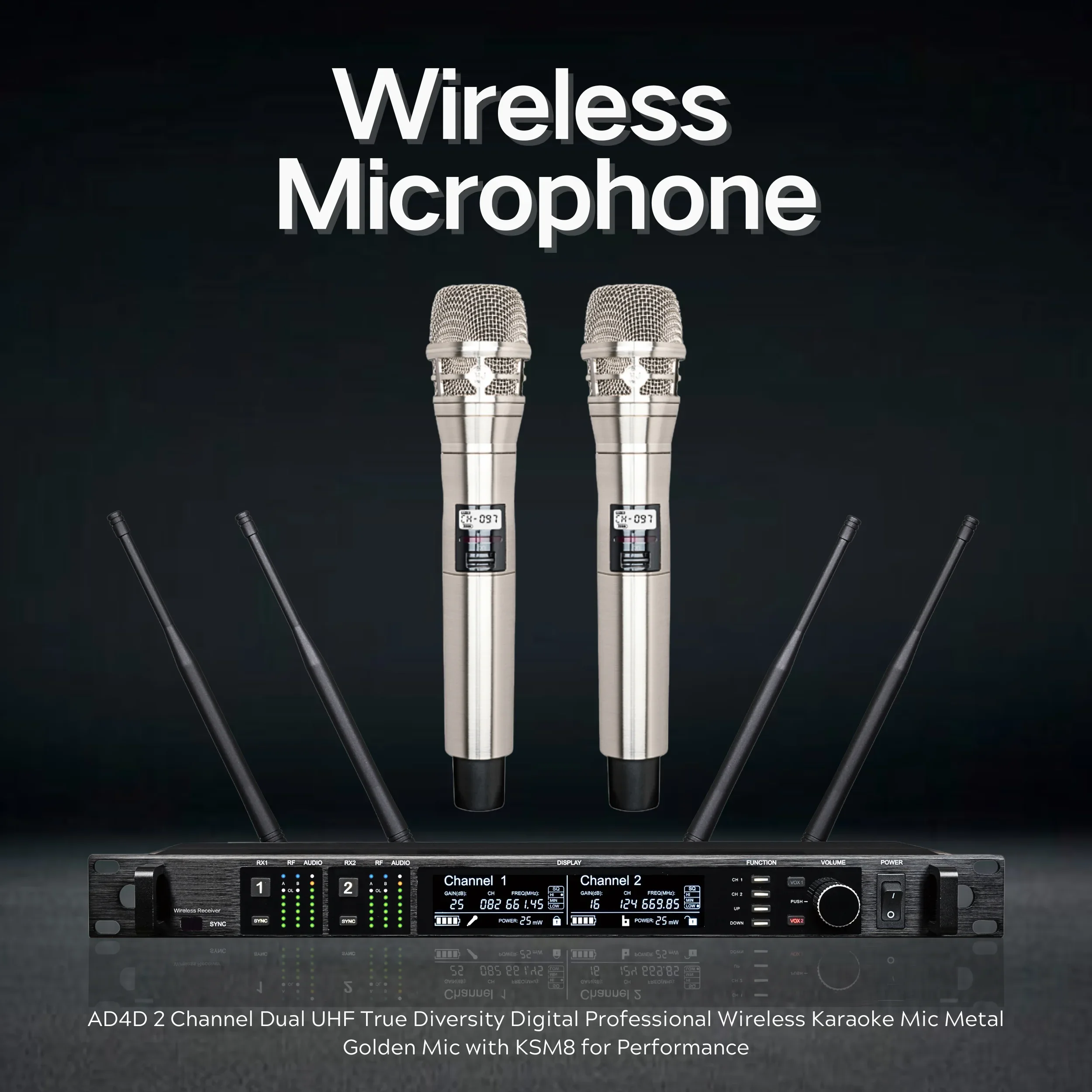 Wireless Lavalier Microphone Dual Receiver - Best EIF AD4D Handheld Lavalier Headset