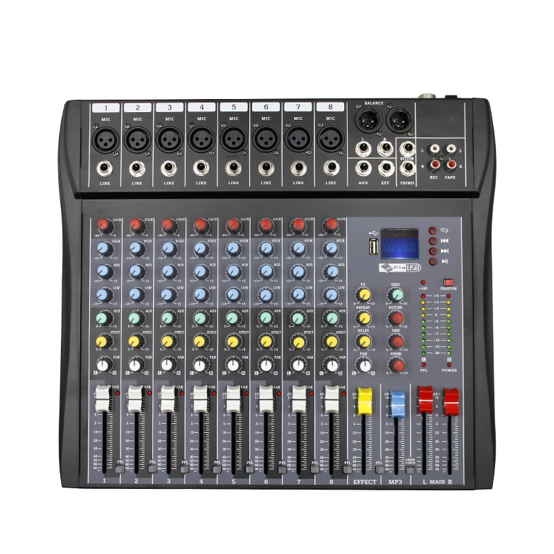 Karaoke Amplifier Mixer Bluetooth - 8 Channel Audio Mixer 48V Phantom