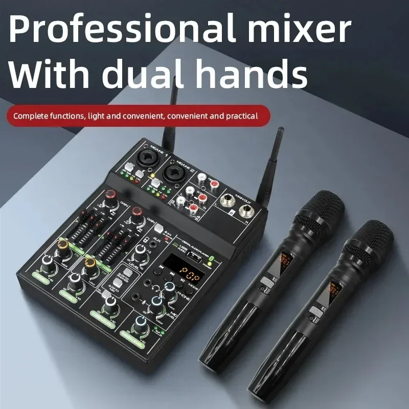 Bluetooth Karaoke Microphone Handheld - 4 Channel Audio Mixer Console One