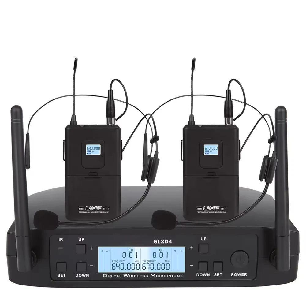 Wireless Lavalier Microphone Dual Receiver - GLXD4 Professional Wireless Microphone Dual Channel