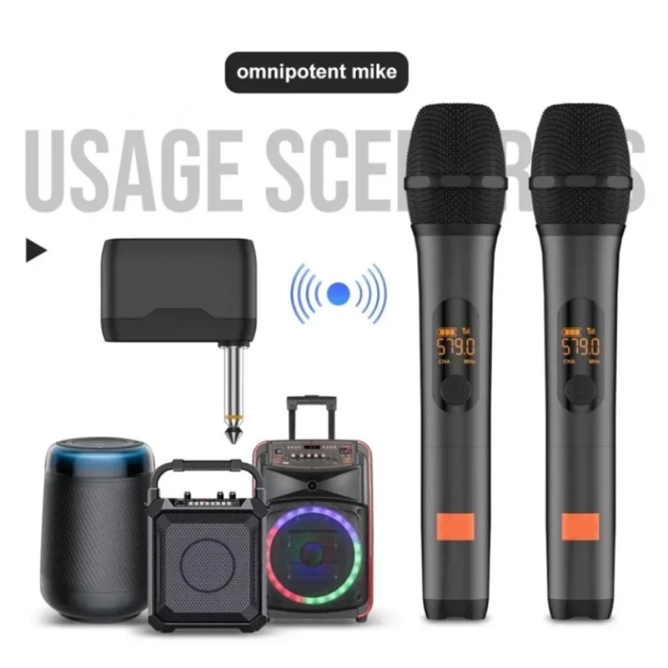Uhf Wireless Microphone System Dual Channel - Party Box UHF Dual Channel Wireless