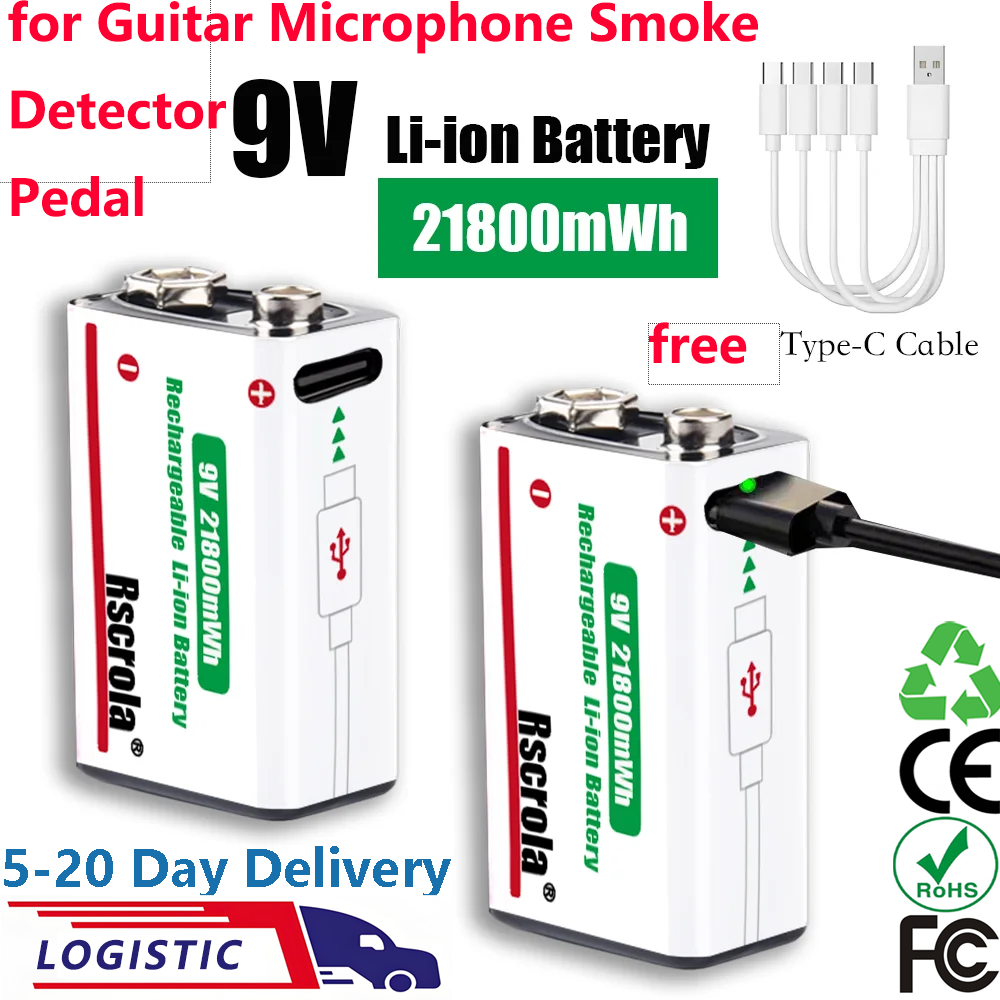 Rechargeable Wireless Mic Lithium Battery - Rscrola 21800mWh 9V Lithium Rechargeable Battery