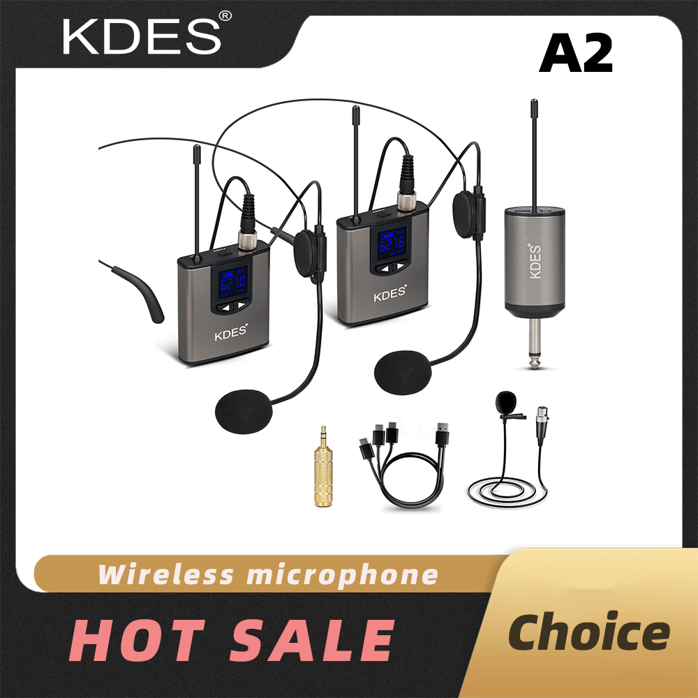Wireless Lavalier Microphone Dual Receiver - KDES Dual Wireless Microphone System Headset