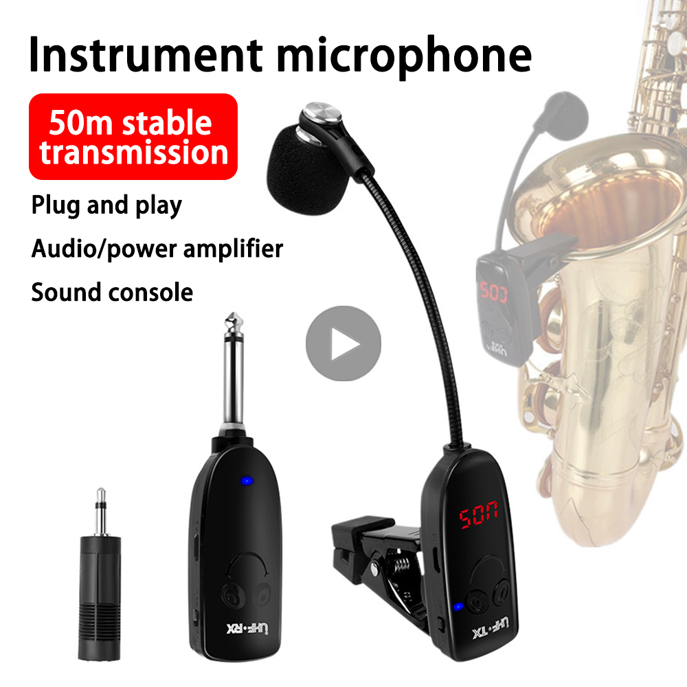 Wireless Lavalier Microphone Dual Receiver - Bộ micro không dây cho saxophone,