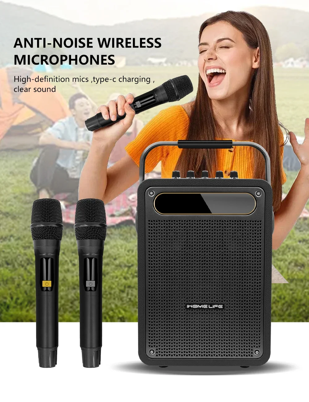 Ihomelife Light Wireless Mic K - đánh giá và giá Karaoke Machine Portable With 2 Mic