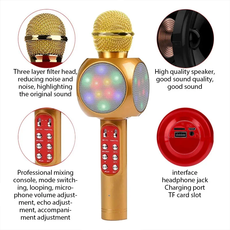 WS1816 Wireless Children Karao - đánh giá và giá Bluetooth Karaoke Microphone Handheld