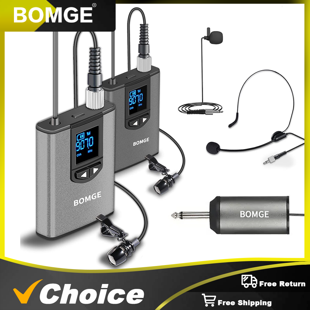 BOMGE Dual Wireless Microphone - đánh giá và giá Wireless Lavalier Microphone Dual Receiver