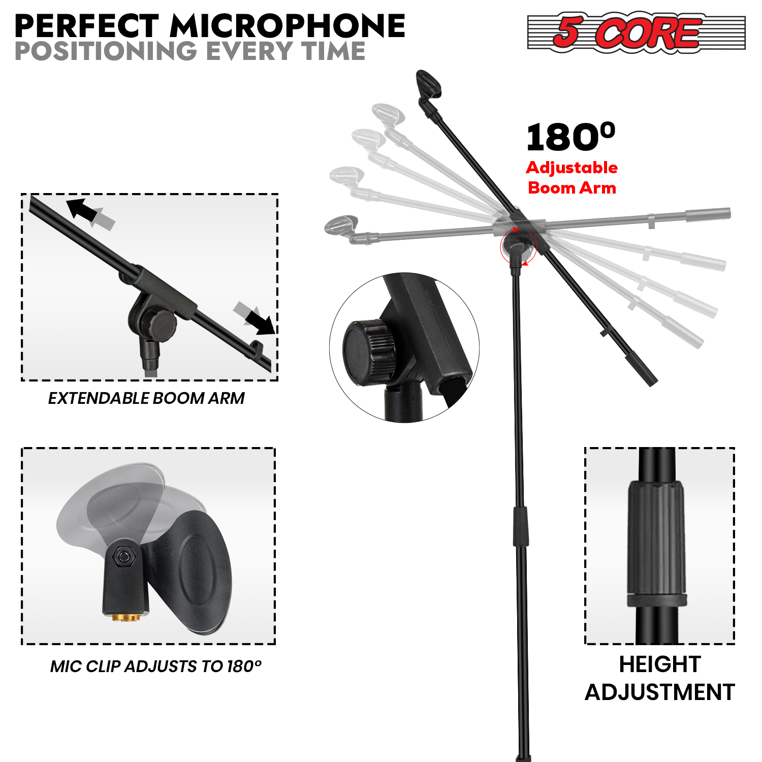 5Core Tripod Mic Stand 4Pcs Ad - đánh giá và giá Microphone Stand Boom Arm Floor