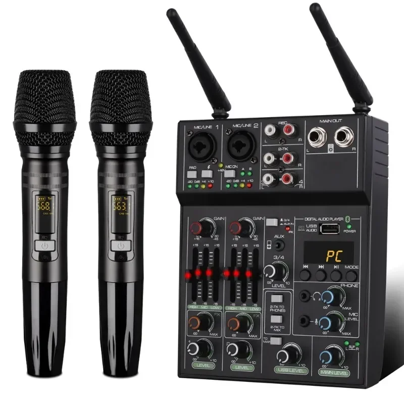 4 Channel Audio Mixer Console  - đánh giá và giá Bluetooth Karaoke Microphone Handheld