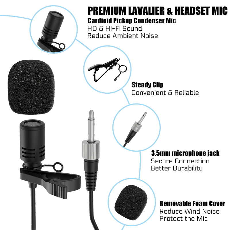 Dual Wireless Microphone Syste - đánh giá và giá Wireless Lavalier Microphone Dual Receiver