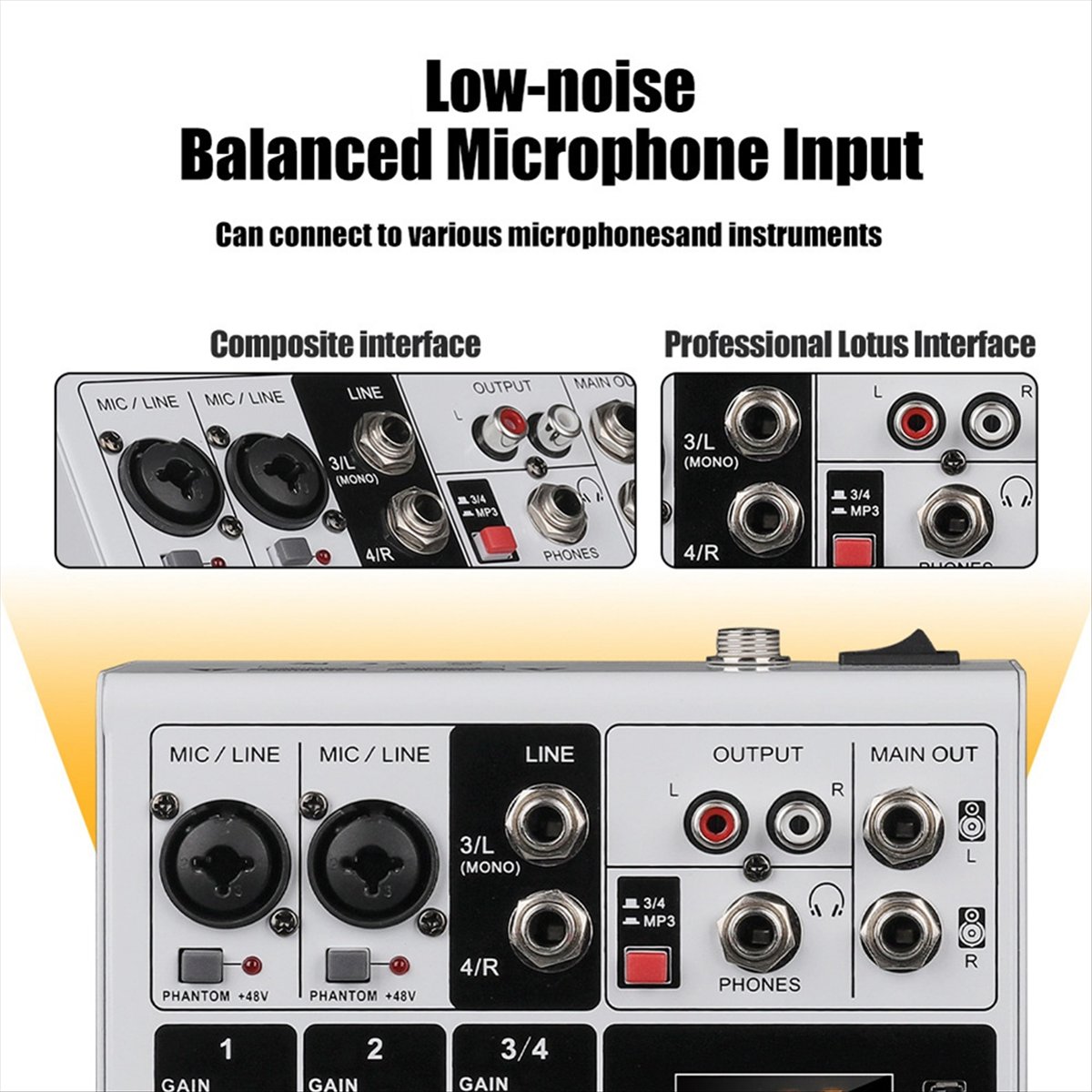 DTC5 4 Channels Audio Mixer Po - đánh giá và giá Karaoke Amplifier Mixer Bluetooth