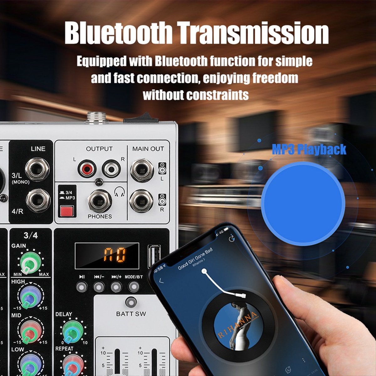 DTC5 4 Channels Audio Mixer Po - đánh giá và giá Karaoke Amplifier Mixer Bluetooth