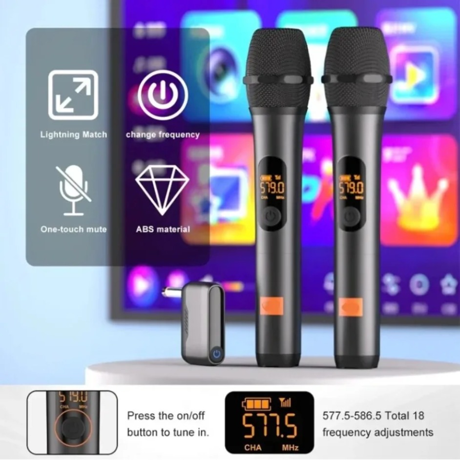 Party Box UHF Dual Channel Wir - đánh giá và giá Uhf Wireless Microphone System Dual Channel