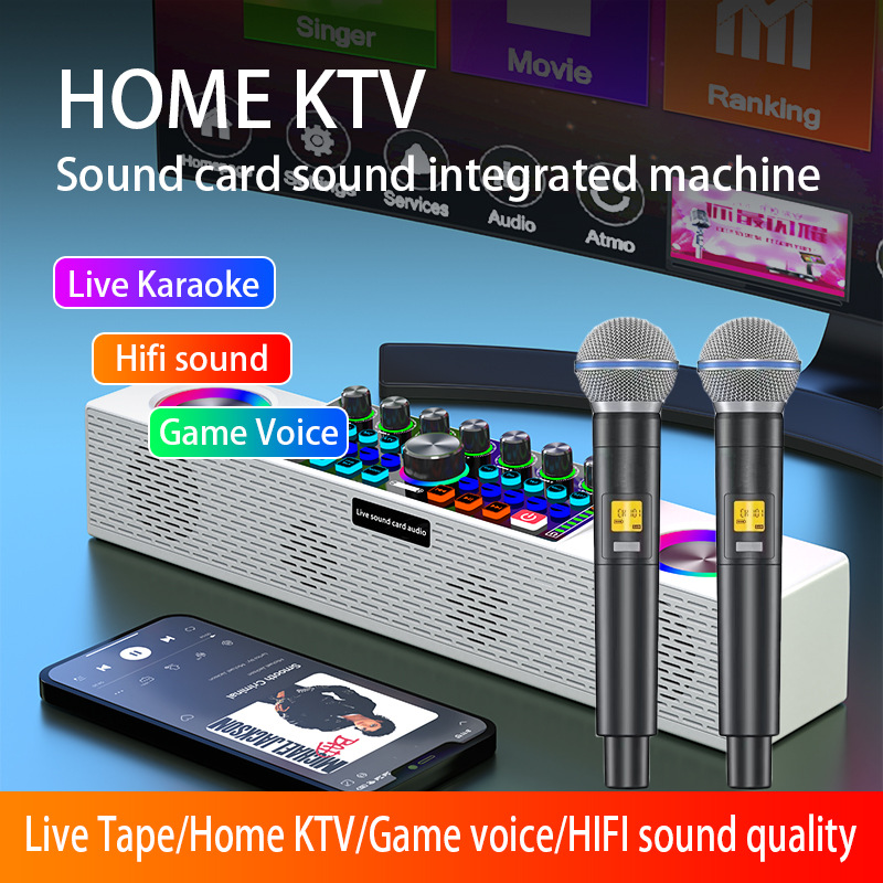 SY8 Live Broadcast Sound Card  - đánh giá và giá Karaoke Machine Portable With 2 Mic