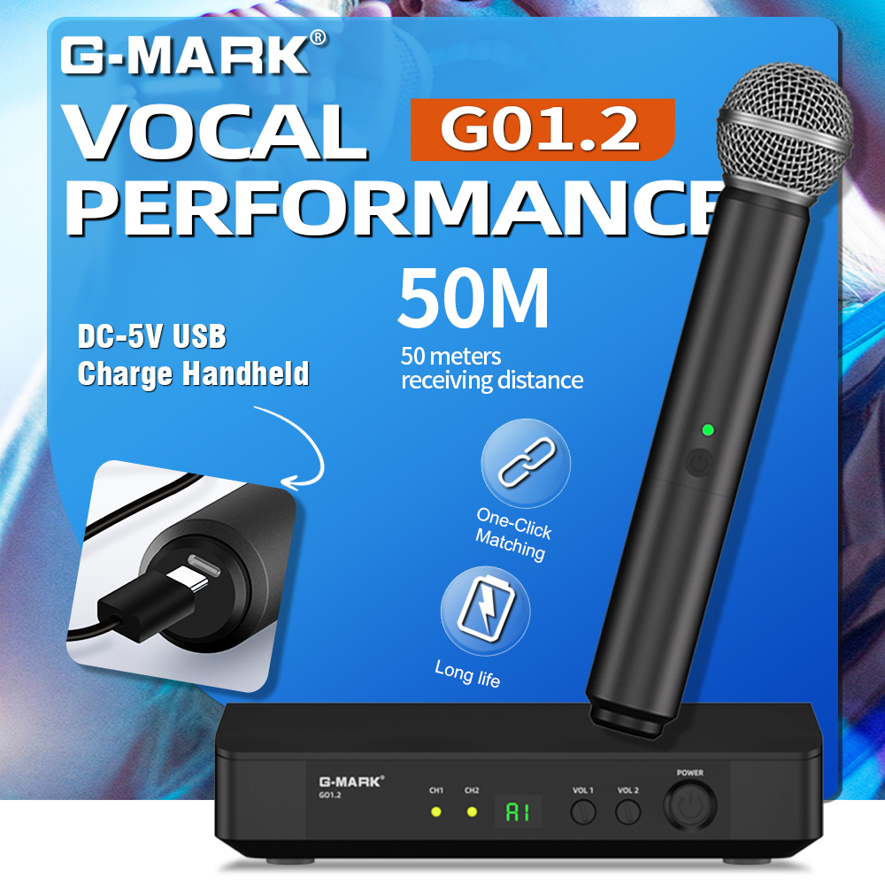 G-MARK UHF Wireless Microphone - đánh giá và giá Rechargeable Wireless Mic Lithium Battery