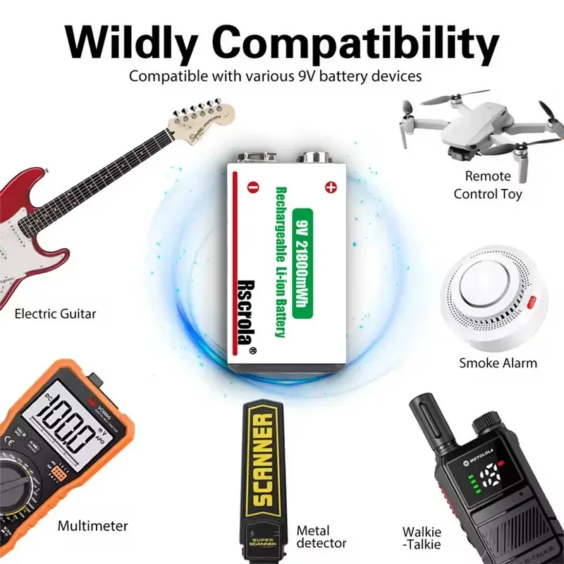 Rscrola 21800mWh 9V Lithium Re - đánh giá và giá Rechargeable Wireless Mic Lithium Battery