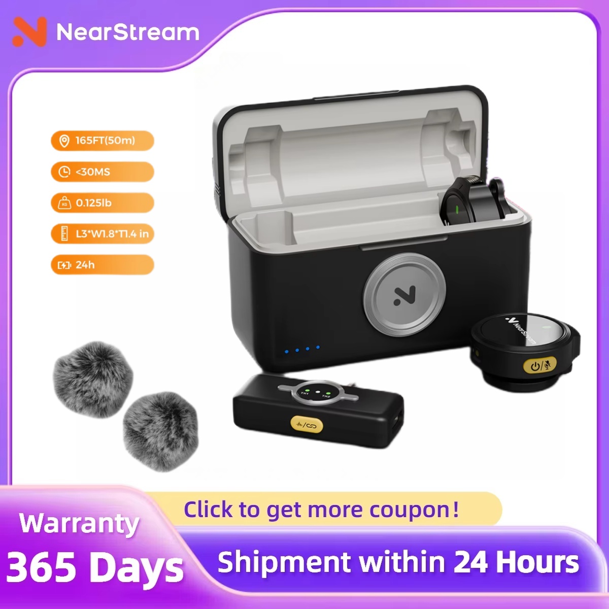 NearStream AWM25T Magnetic Wir - đánh giá và giá Wireless Lavalier Microphone Dual Receiver
