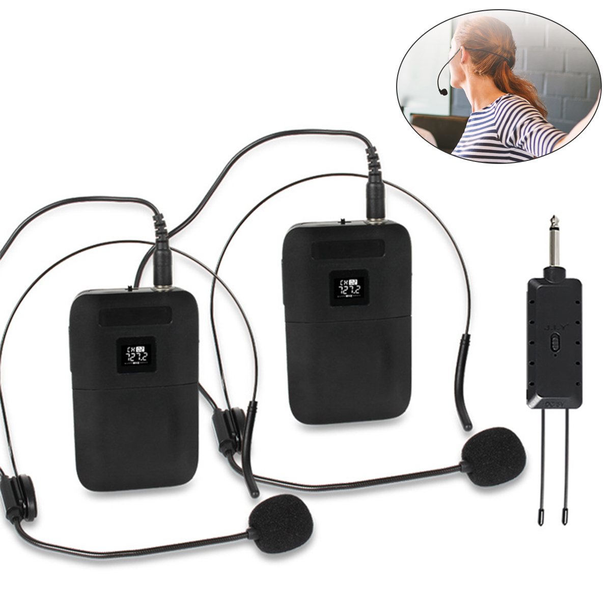 E8 Professional Microphone UHF - đánh giá và giá Wireless Lavalier Microphone Dual Receiver