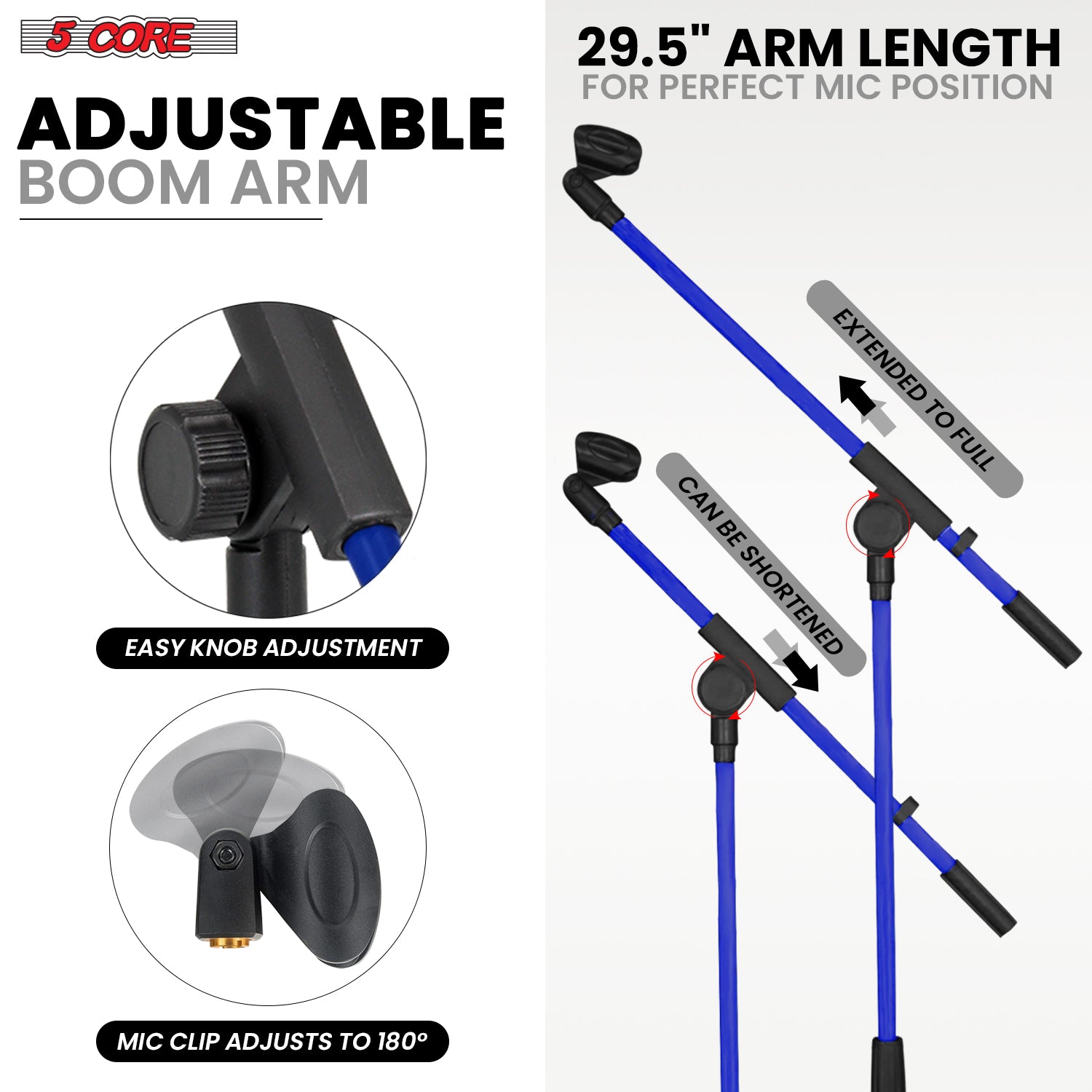 5 Core Tripod Mic Stand Adjust - đánh giá và giá Microphone Stand Boom Arm Floor