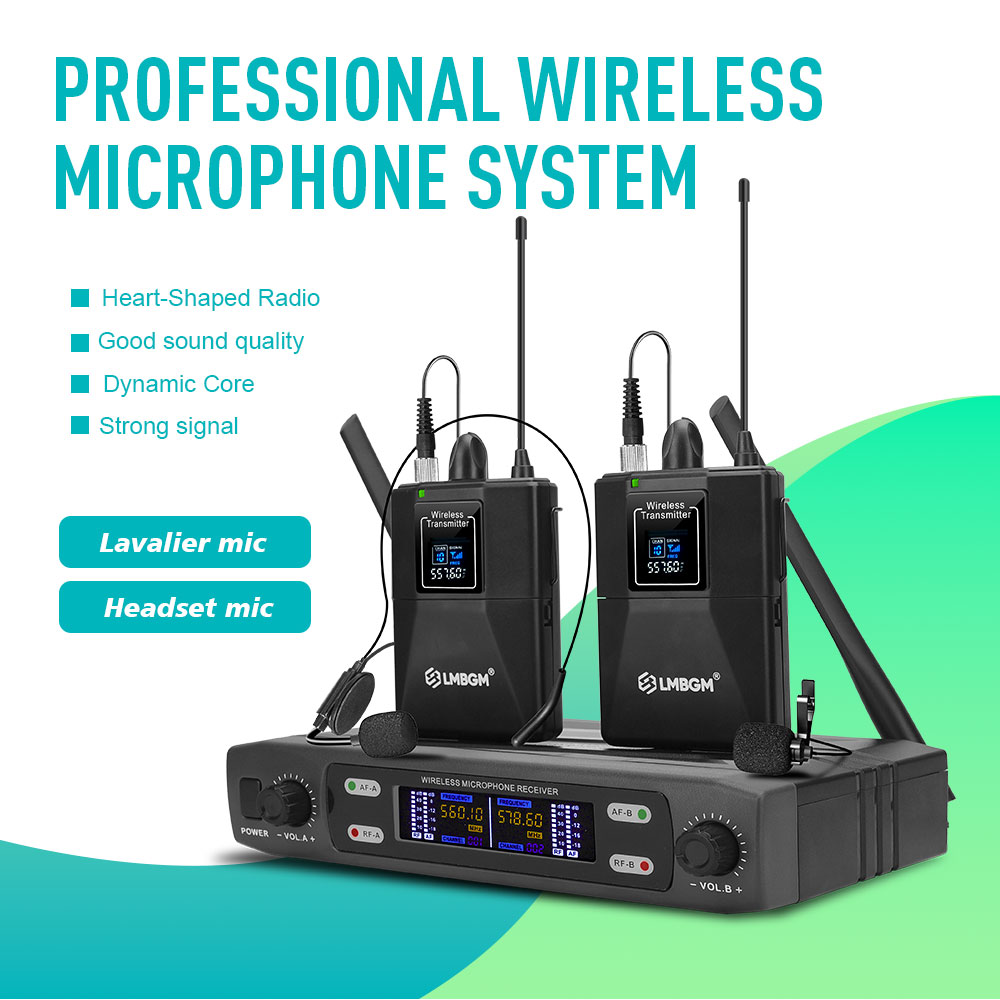 LMBGM R22 2Channel UHF Wireles - đánh giá và giá Wireless Lavalier Microphone Dual Receiver