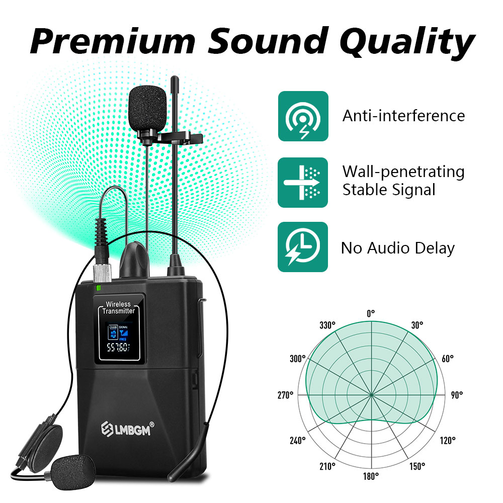LMBGM R22 2Channel UHF Wireles - đánh giá và giá Wireless Lavalier Microphone Dual Receiver